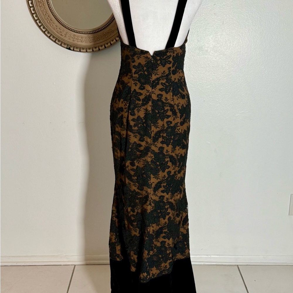 VTG ~ Peggy Jennings Couture Black and Tan Gown Lace ~ Velvet ~ Silk - Picture 8 of 15